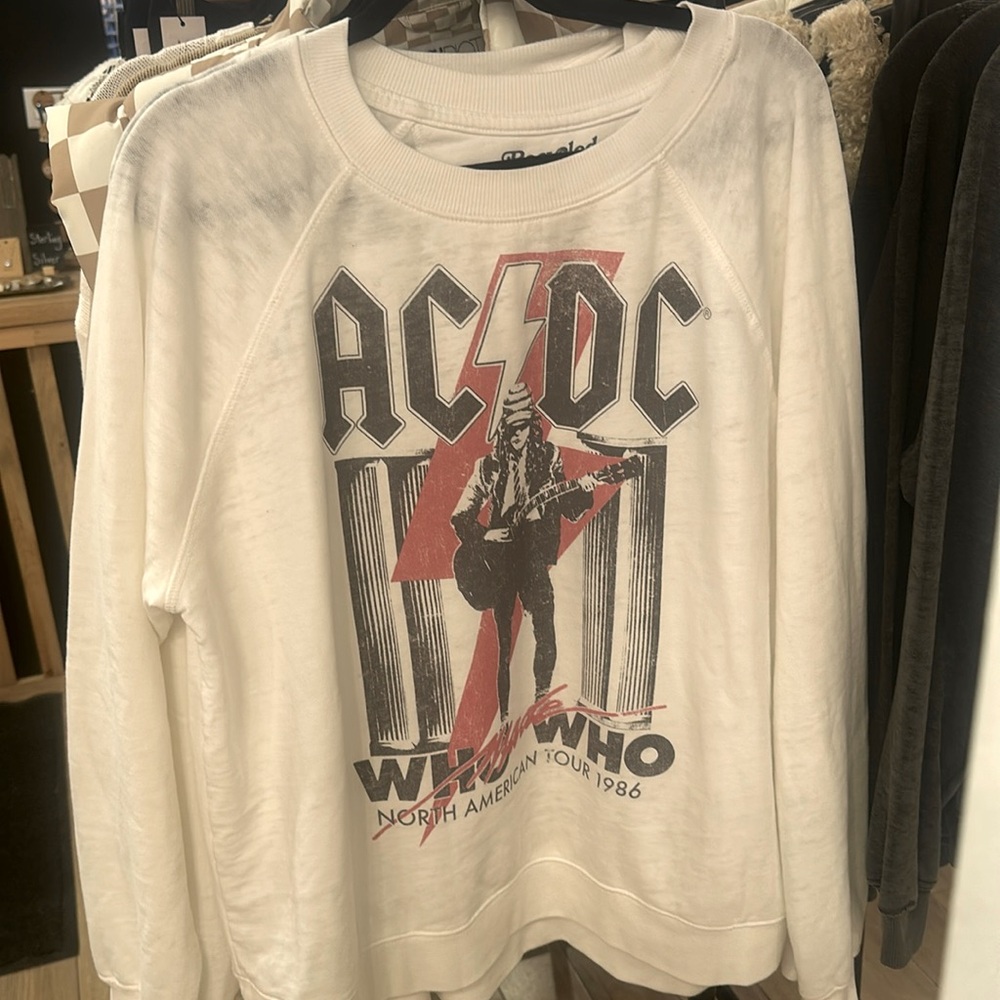 Recycled Karma White AC/DC Sweatshirt